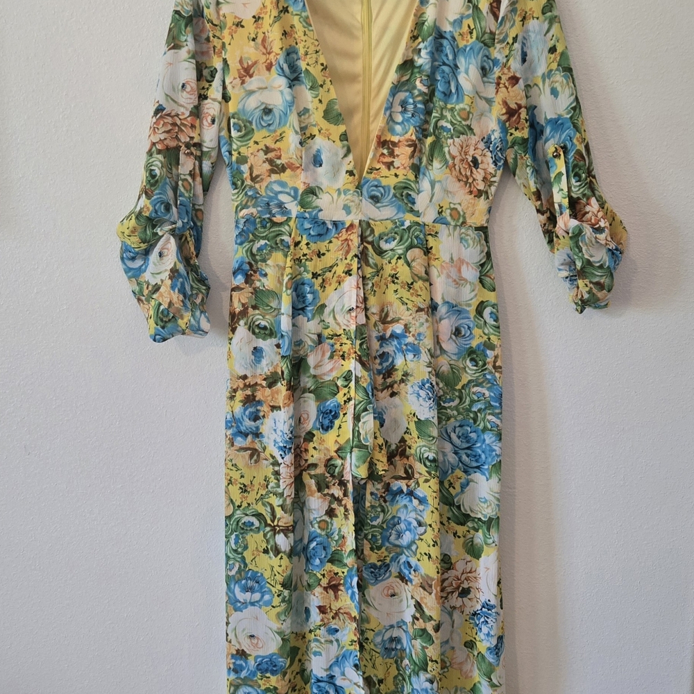 Floral V-Neck Dress - Multicolor